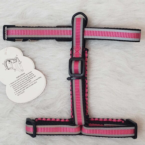 NEW! Small KONG *On the Go* Pink Black Adjustable Braided Reflective Dog Harness - Picture 6 of 10